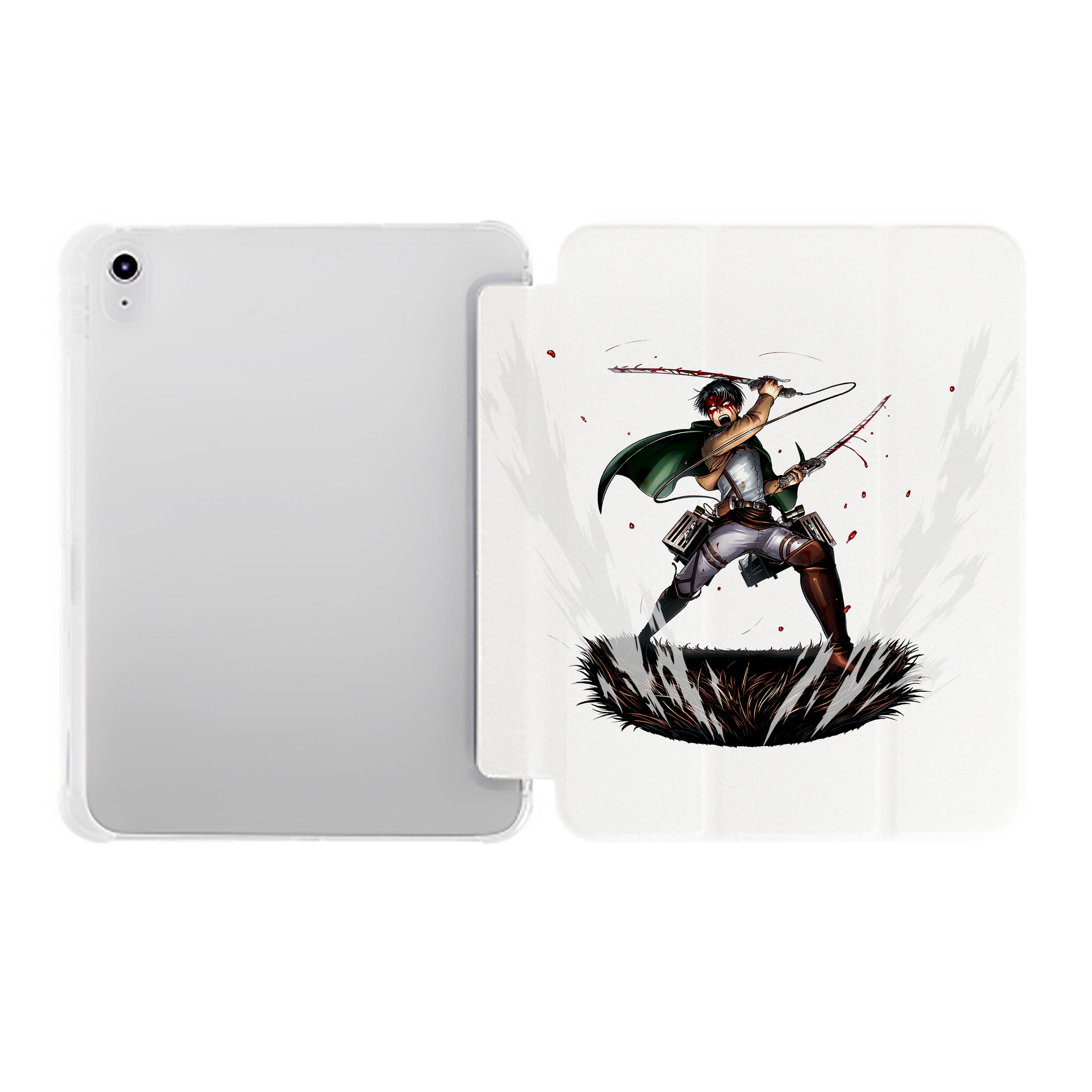 （画像用） 進撃の巨人 リヴァイ·アッカーマン Attack on Titan Levi Ackerman IPad ケース ペン収納付き 三つ折りスタンド PUレザー×シリコン 対応機種9.5/10.5/10.9インチ